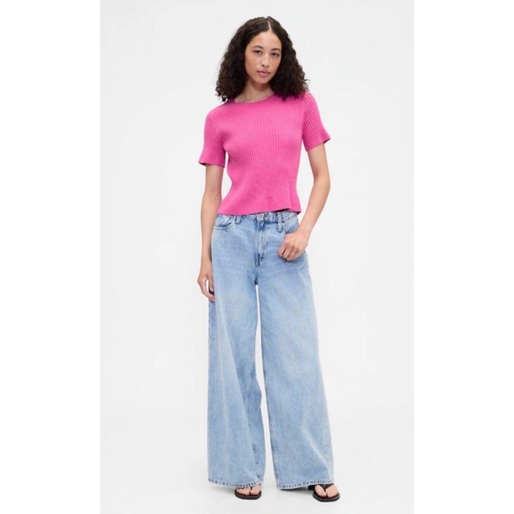 Gap CashSoft Ribbed Crewneck T-Shirt - Phoebe Pink